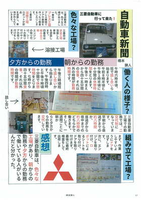 ポスターの写真：真備船穂商工 会長賞　二万小学校　自動車新聞