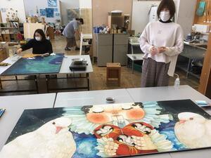 写真：3年生枕屏風制作