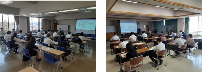 写真:玉島会場と水島会場の講義の様子