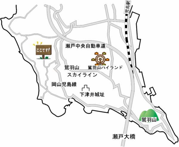 イラスト：三百山案内板位置図