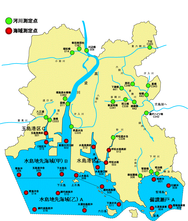 公共用水域水質調査地点地図の画像