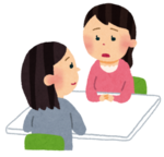 イラスト：話し合う女性のイラスト
