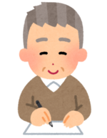 イラスト：人生会議のため考えを書き出すおじいさんの画像
