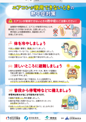 写真：エアコンが使用できないときの熱中症対策　チラシ1