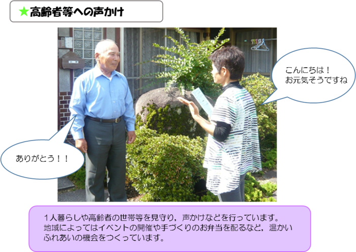 イラスト：高齢者等への声かけ