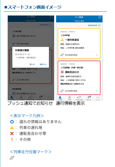 JR西日本運行情報アプリ説明画面1