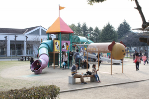 写真：幼児もすべれる筒状のすべり面