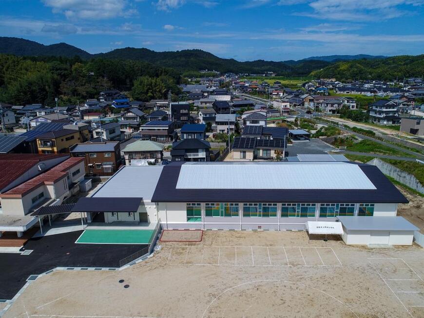 写真：箭田小学校上屋付プールの航空写真