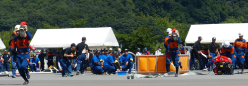 写真：小型ポンプ操法の部　玉島方面隊　富田分団第1部3