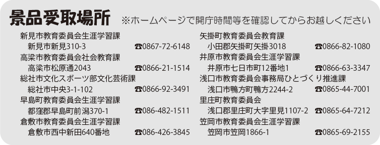 テキスト画像：景品受取場所