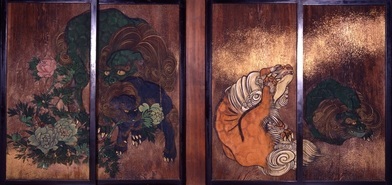 写真:牡丹に唐獅子図(部分)1