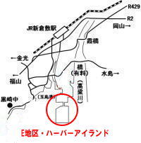地図：E地区・玉島ハーバーアイランドへの案内図