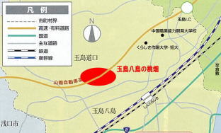 地図：玉島八島の桃畑への案内図