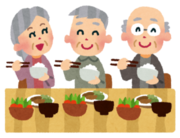 イラスト：笑顔で食事