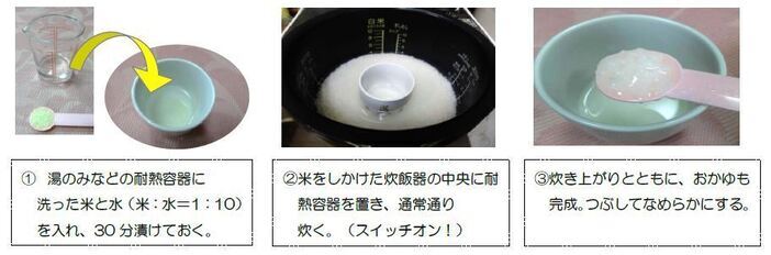 写真：コップがゆの作り方