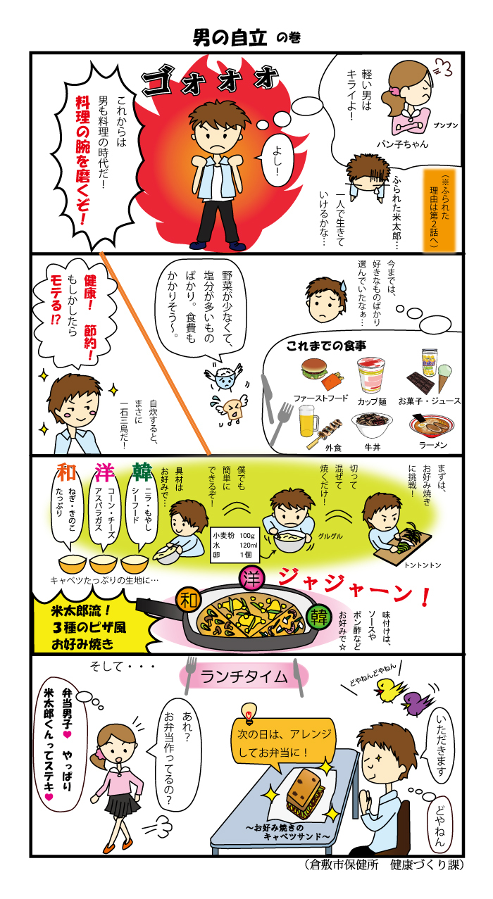イラスト：食育マンガ　第3話「男の自立」