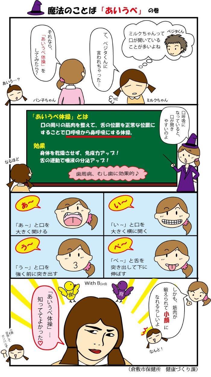 イラスト：食育マンガ　第19話「魔法の言葉『あいうべ』」