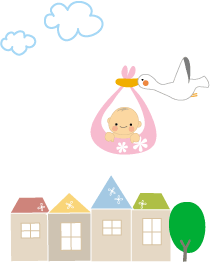 イラスト：コウノトリと赤ちゃん1