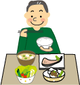 イラスト：食事をとる男性