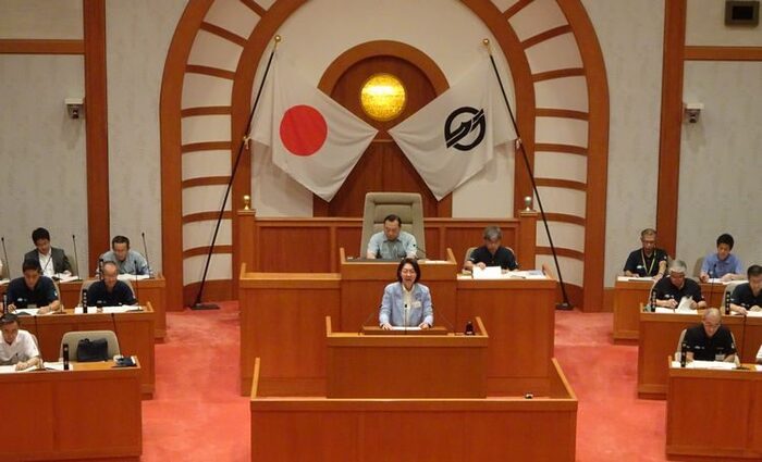 写真：令和元年9月議会における所信表明の様子