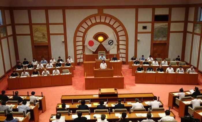 写真：令和元年6月議会における所信表明の様子