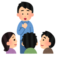 イラスト：自己紹介をしている男性