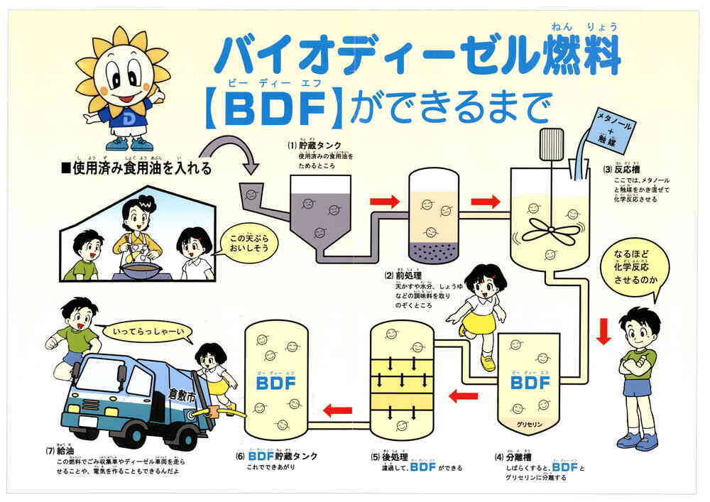 イラスト：バイオディーゼル燃料【BDF】ができるまで