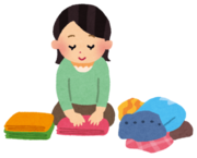 イラスト：洗濯物をたたむ女性