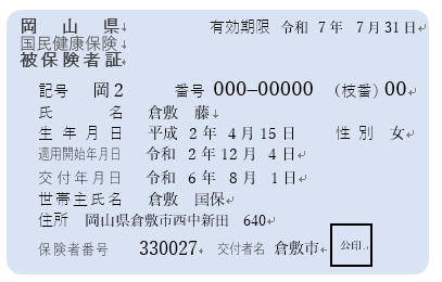 写真：被保険者証