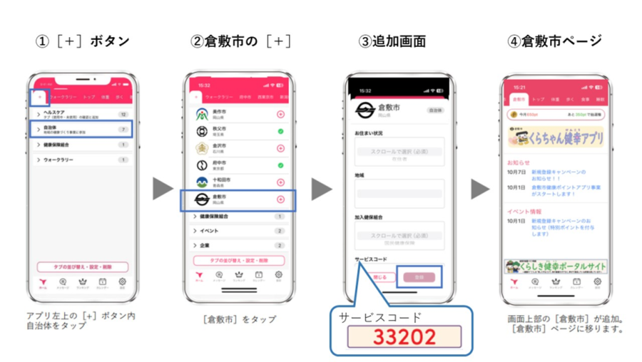 画面：倉敷市ページの追加