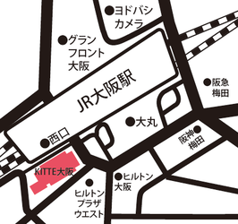 地図：KITTE大阪の場所