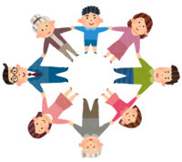 手をつなぐ人々のイラスト
