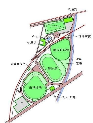 地図：倉敷運動公園　詳細