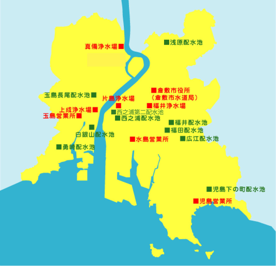 地図：水道施設　位置図