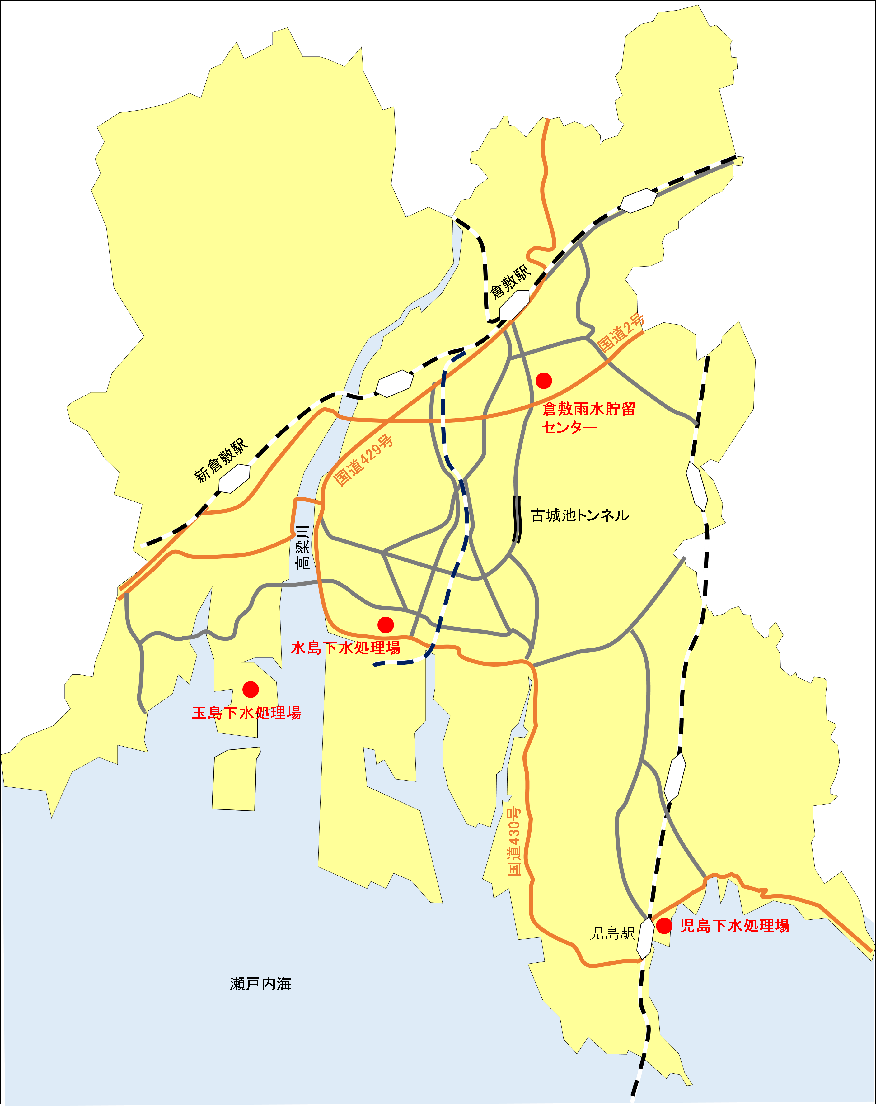 地図：下水処理水　提供場所