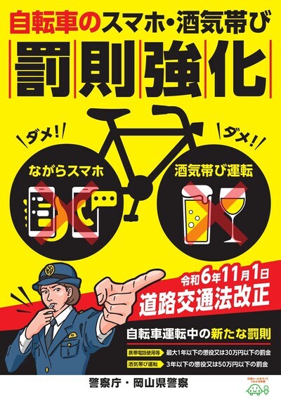 写真：自転車のスマホ・酒気帯び罰則強化チラシおもて