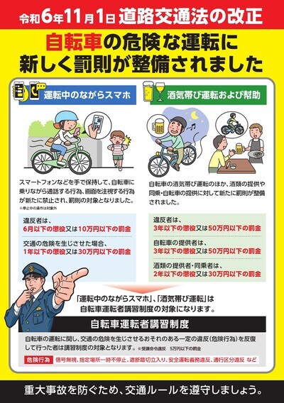 写真：自転車のスマホ・酒気帯び罰則強化チラシうら
