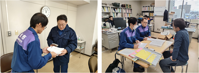 2枚の写真：打合せの様子