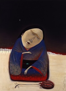 作品画像:斎藤真一「星になった瞽女(みさお瞽女の悲しみ)」