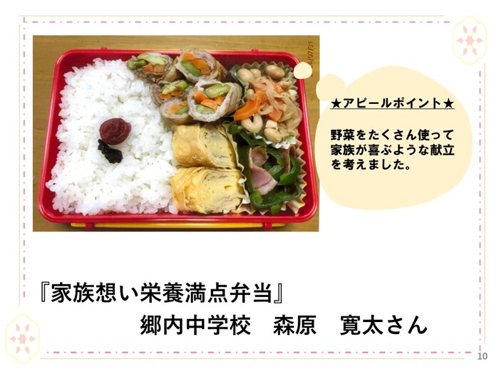 栄養改善協議会長賞 家族想い栄養満点弁当