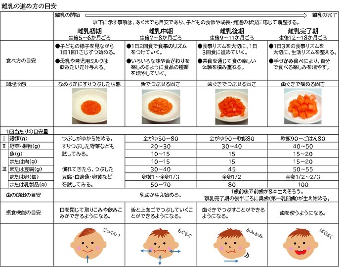 離乳食の進め方の目安